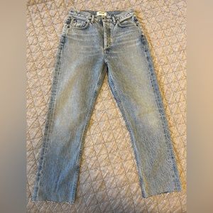 Agolde Riley high rise straight crop Zephyr wash (cut to 25” inseam)